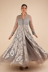 Grey And Ivory Jacket with Skirt316 video